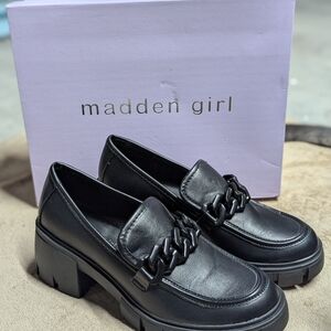 Madden Girl Chunky Black Chain Loafers
